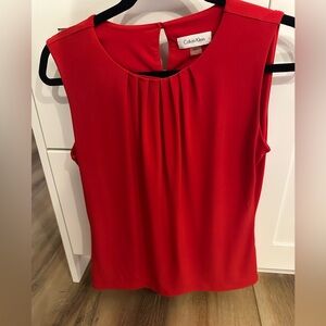Calvin Klein Vibrant Red Sleeveless Blouse
